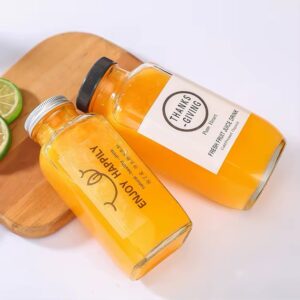 SQUARE GLASS JUICE BOTTLE BIG MOUTH